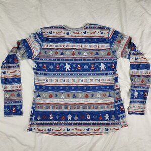 Brooks Run Merry Christmas Distance Womens  XL Blue Shirt Holiday Santa Snow